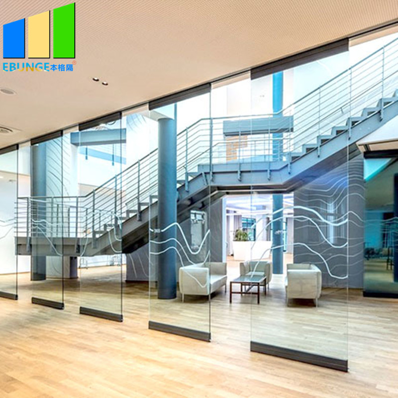 Modern Style Sliding Partition Walls Movable Frameless Folding Glass Doors