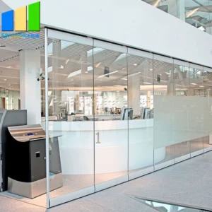 Modern Style Sliding Partition Walls Movable Frameless Folding Glass Doors