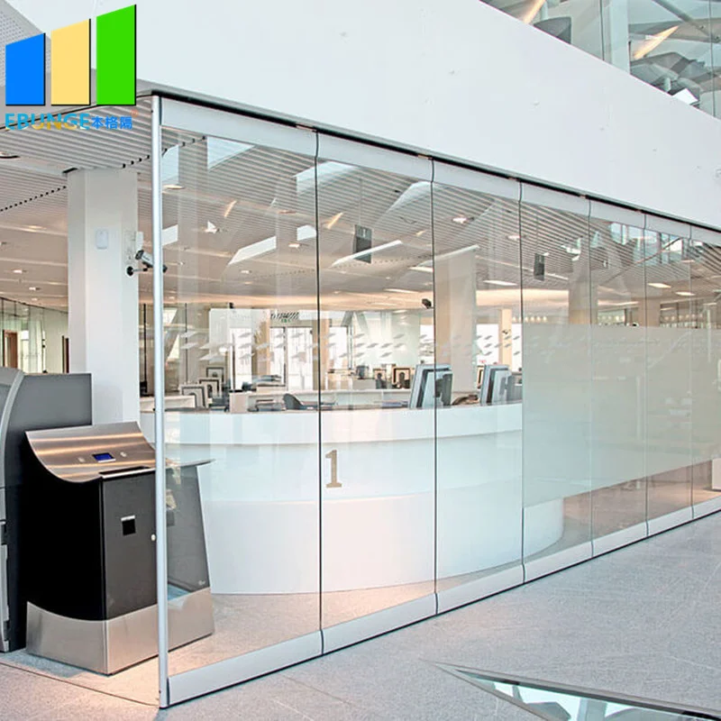 Modern Style Sliding Partition Walls Movable Frameless Folding Glass Doors