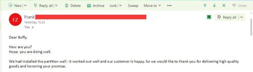 Mongolia Customer’s Good Review of Partition Wall