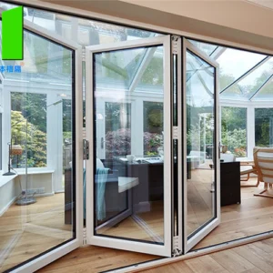 Outdoor Aluminium Bi Folding Glass Door Accordion Sliding Patio Folding Doors