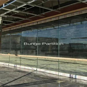 Pakistan Exhibition Show Room Folding Glass Partition Wall Under A Steel Beam Install