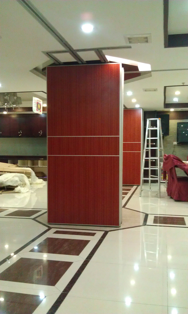 Plywood / Gypsum Wooden Hanging Sliding Partition Walls Bare Finish 5