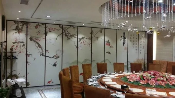 Restaurant Movable Acoustic Room Dividers Leather Painting Finish Partition Wall 0