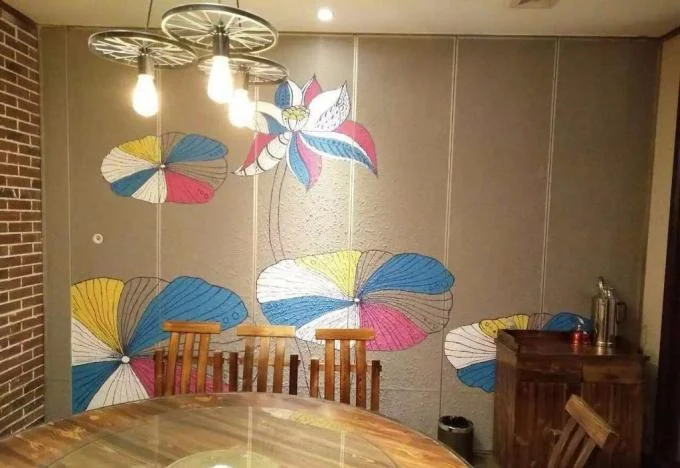 Restaurant Movable Acoustic Room Dividers Leather Painting Finish Partition Wall 2