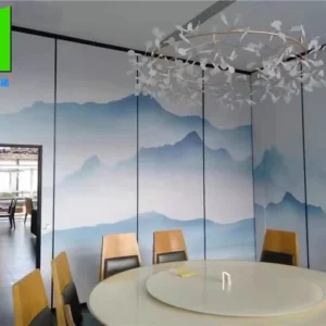 Retractable Sliding Folding Acoustic Room Dividers With Pass Through Door