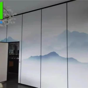 Retractable Sliding Folding Acoustic Room Dividers With Pass Through Door