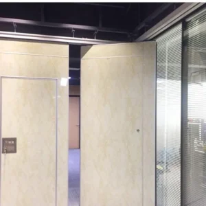 Sliding Hanging Track Roller Acoustic Partition Wall Plywood , Fabric , Leather Finished