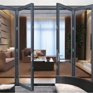 Soundproof Bifold Doors Tempered Glass Aluminum Folding Doors
