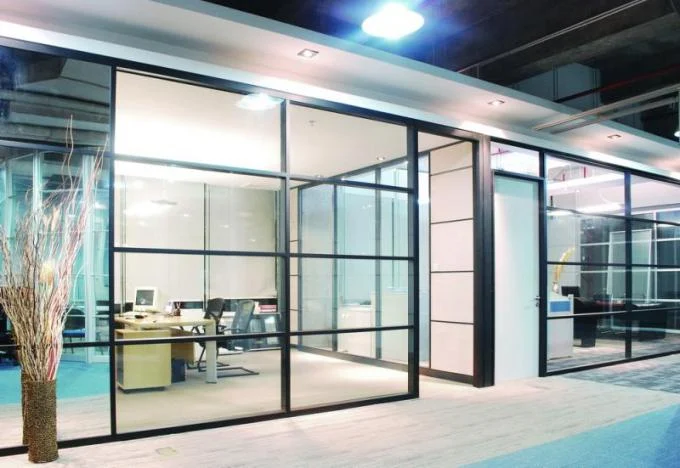 Soundproof Fireproof Sliding Office Partition Glass Walls With Aluminum Frame 0