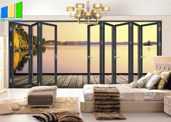 Soundproof Sliding Exterior Commercial Glass Folding Door For Balcony
