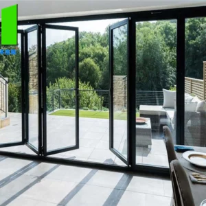 Soundproof Thermal Break Tempered Glass Aluminium Bi - Folding Doors Residentian In USA