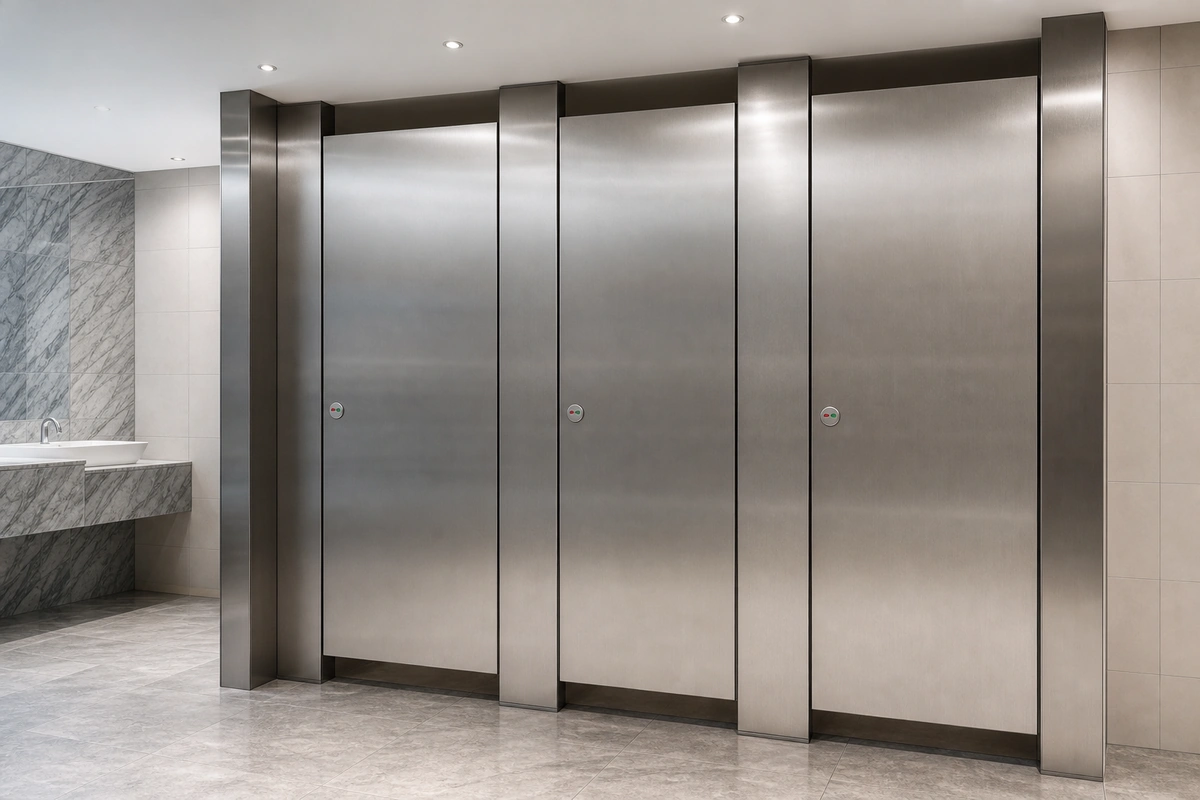 Brushed 304 stainless steel full-privacy toilet partitions