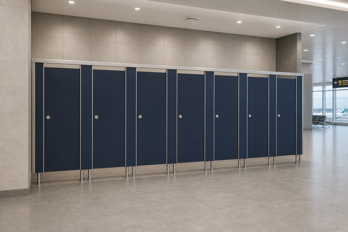 Compact laminate/HPL toilet partition impact-resistant compact edge detail