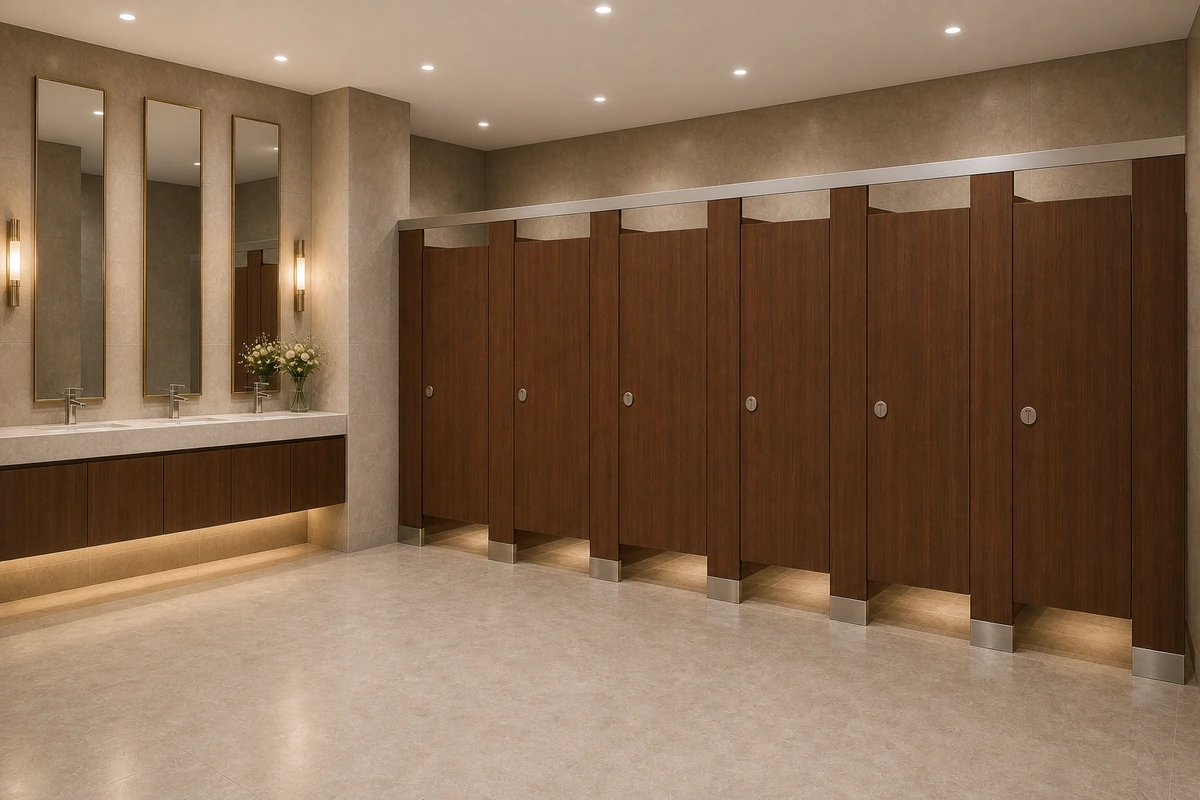 High pressure laminate toilet partition hpl scratch-resistant finish sample detail