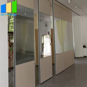Top hung Acoustic Partition Wall Aluminium Movable Mirror Glass Wall Panel Folding Mirrored Room Divider Screen