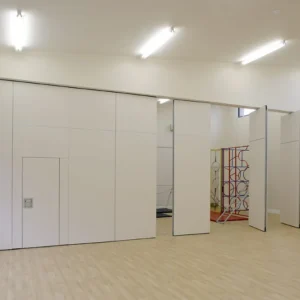 Wooden MDF Restaurant Foldable Movable Sliding Partition Walls Rolling System
