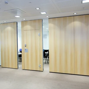Wooden Surface Folding Operable Partition Walls For Office With Sliding Doors