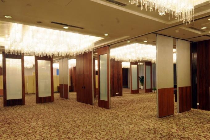 Wooden Surface Folding Operable Partition Walls For Office With Sliding Doors 3
