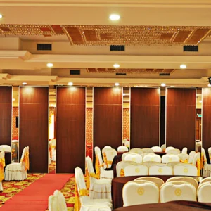 Wooden Surface Sliding Movable Partition Walls , Hotel Folding Room Divider