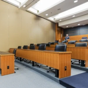 Wooden Surface Sound Proof Partitions For Office With Top Hung System
