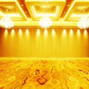 Yellow MDF Exhibition Partition Walls Sliding Folding Doors Acoustic