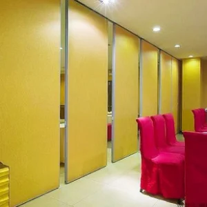 Yellow Movable Partition Walls , Hotel Conference Room Sliding Folding Partition Doors